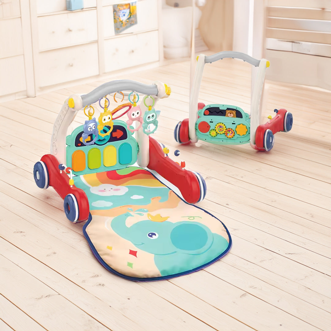 LOOK MAMA Musical Baby Play Gym with Convertible Walker
