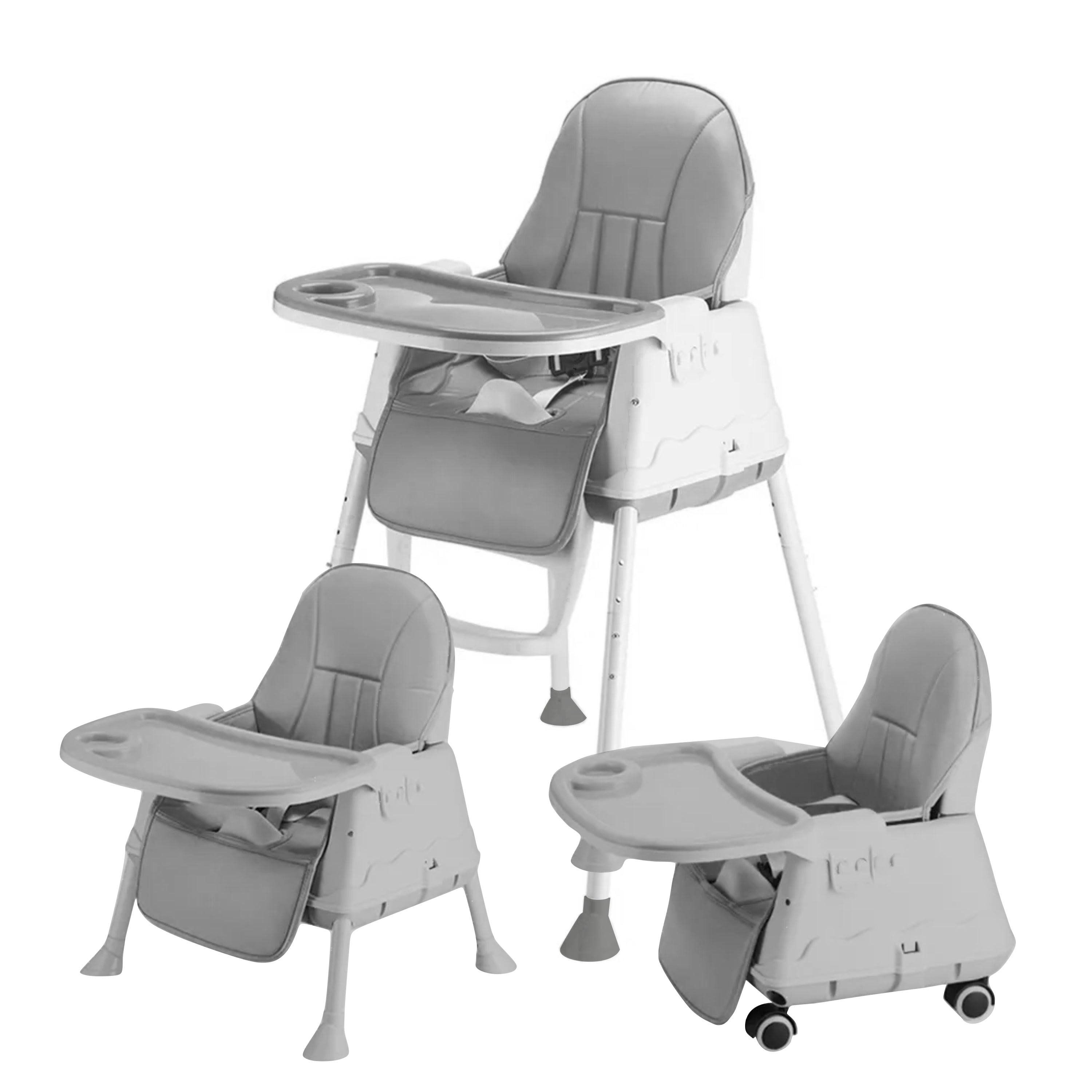 Baby High Chair with Feeding table Cum Bosster Seat Grey