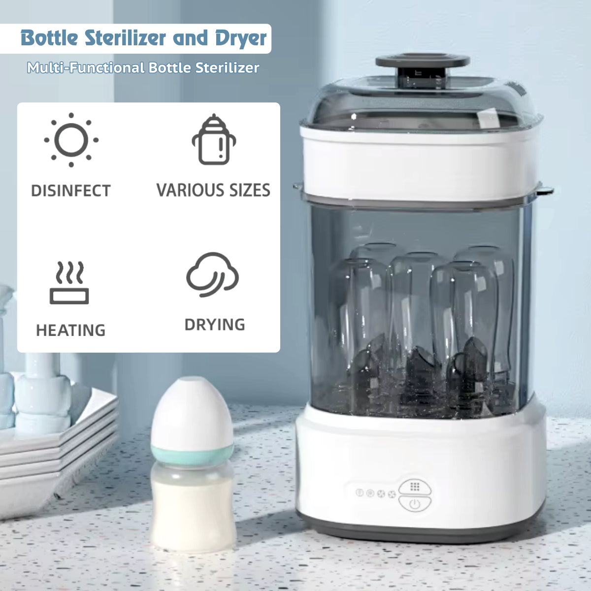 MEDITIVE Baby Bottle Steriliser and Dryer, Bottles Steam Steriliser for Baby Bottles, Electric Steriliser for Baby Bottles