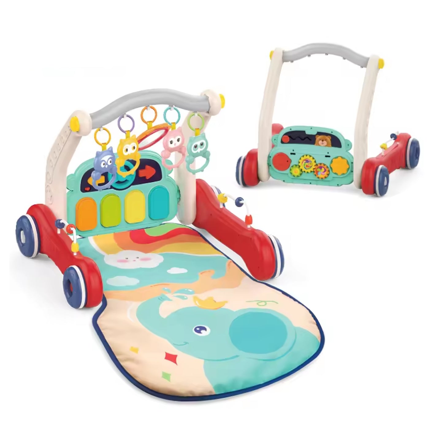 LOOK MAMA Musical Baby Play Gym with Convertible Walker