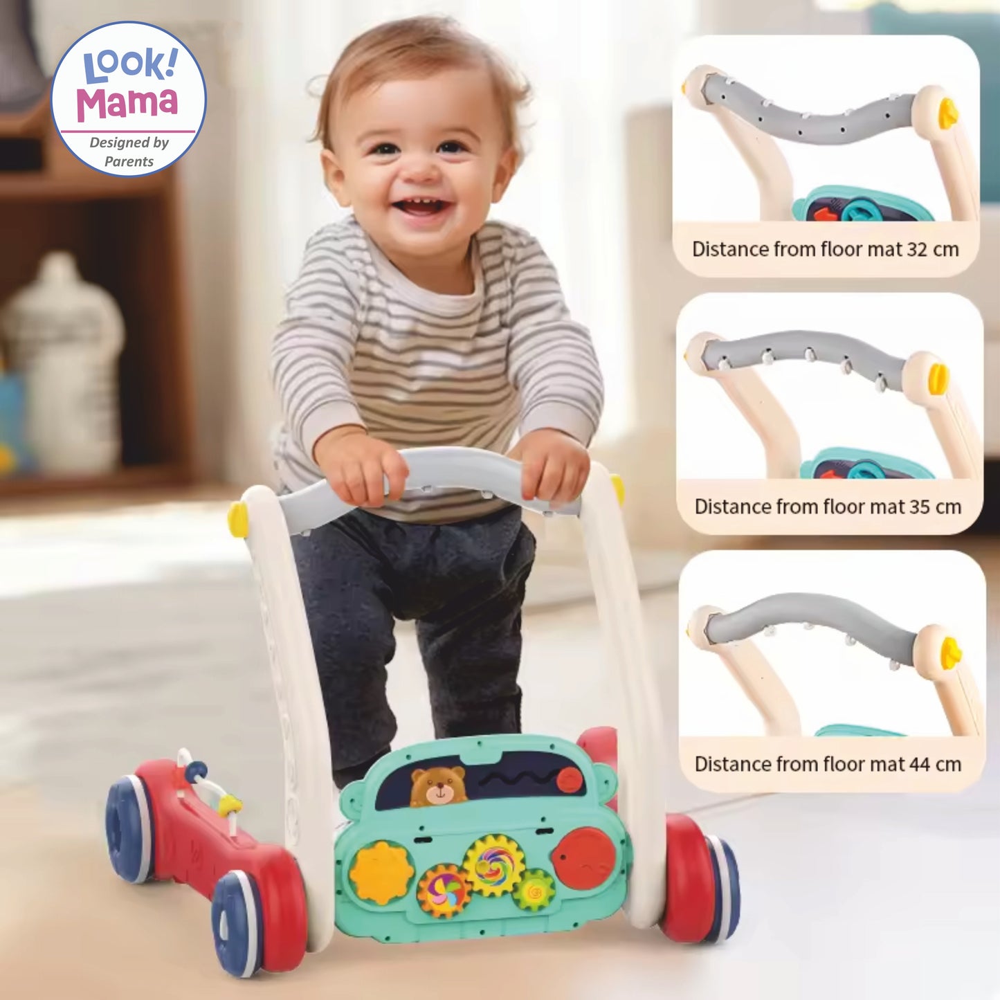 LOOK MAMA Musical Baby Play Gym with Convertible Walker