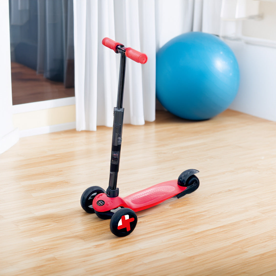 3-Wheel Road Runner Adjustable Height Handle Kick Scooter - Red