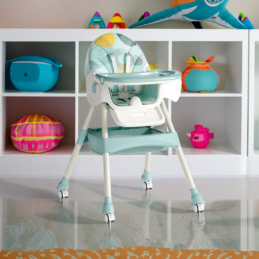 Multi-Functional Folding Adjustable Baby High Chair Recline Highchair with Wheels