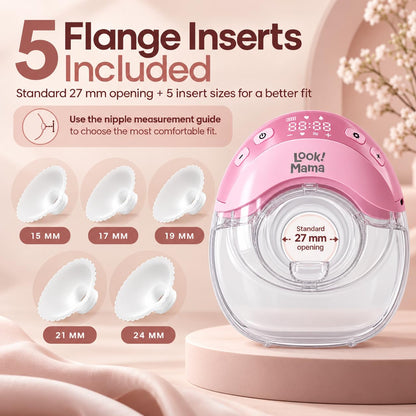 Premium Wearable Electric Breast Pump, Slim Hands-Free & Cordless Breast Milk Pump with 3 Modes & 12 Suction Levels, 6 Flange Sizes (15-27 mm), Quiet Rechargeable