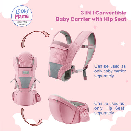 Baby Carrier with Detachable Hip Seat - Pink