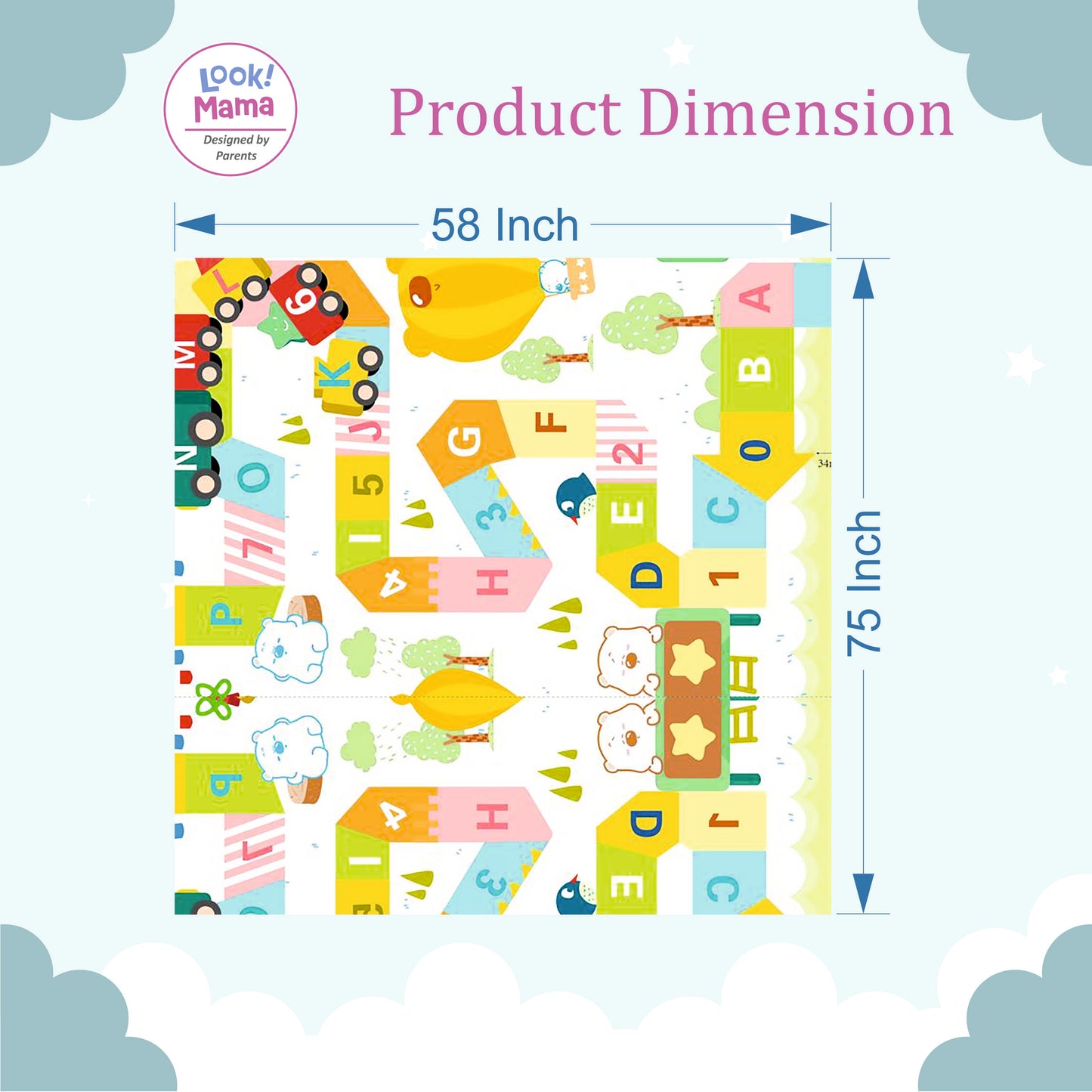 Large Foldable Reversible Baby Foam Play Mat - Multicolor