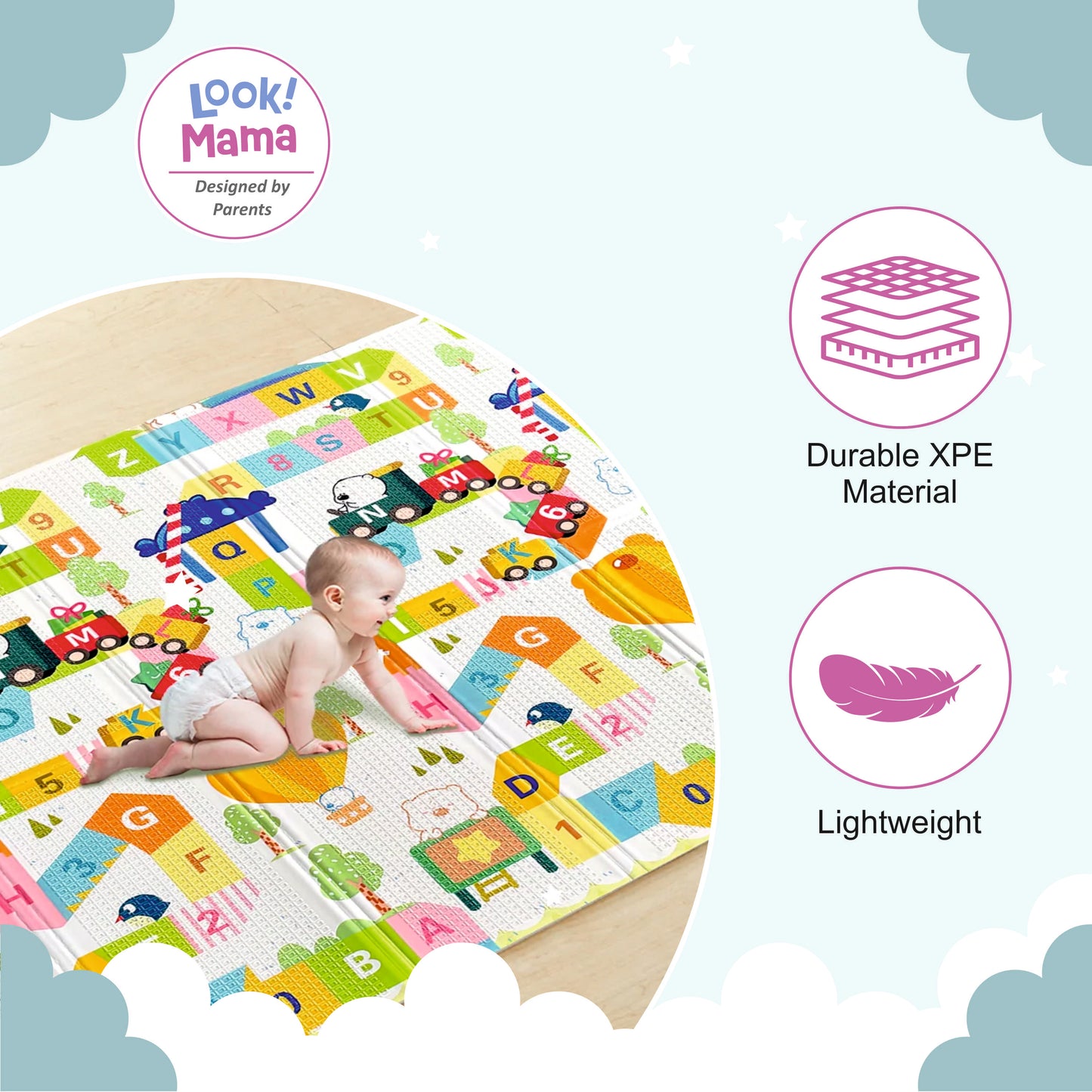 Large Foldable Reversible Baby Foam Play Mat - Multicolor