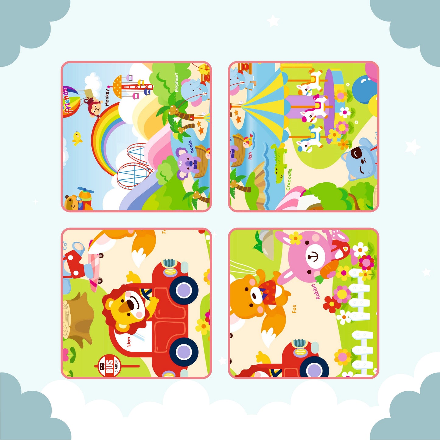 Large Foldable Reversible Baby Foam Play Mat - Multicolor