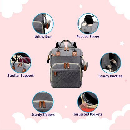 Baby Diaper Bag Backpack - Grey