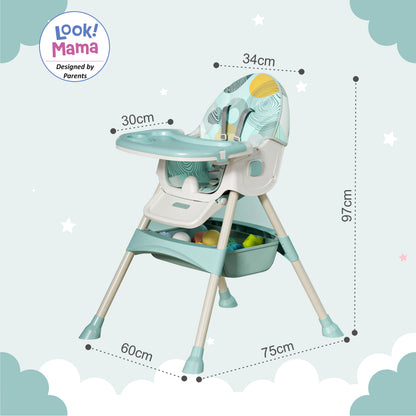 Multi-Functional Folding Adjustable Baby High Chair Recline Highchair with Wheels