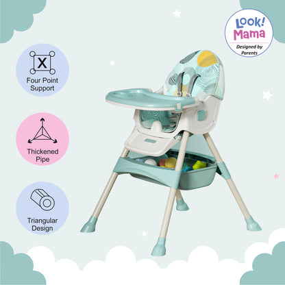 Multi-Functional Folding Adjustable Baby High Chair Recline Highchair with Wheels