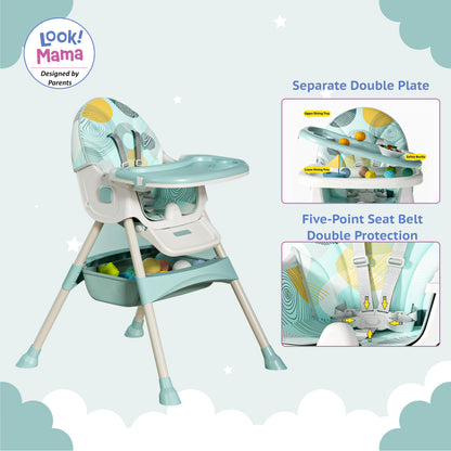 Multi-Functional Folding Adjustable Baby High Chair Recline Highchair with Wheels