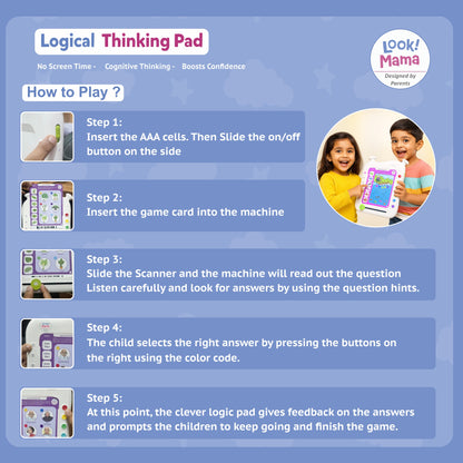 Thinking Logic Pad for Kids with 54 Cards and 108 Q&A. Reduce Kids Screen time, Encourages Self Learning and Cognitive Thinking