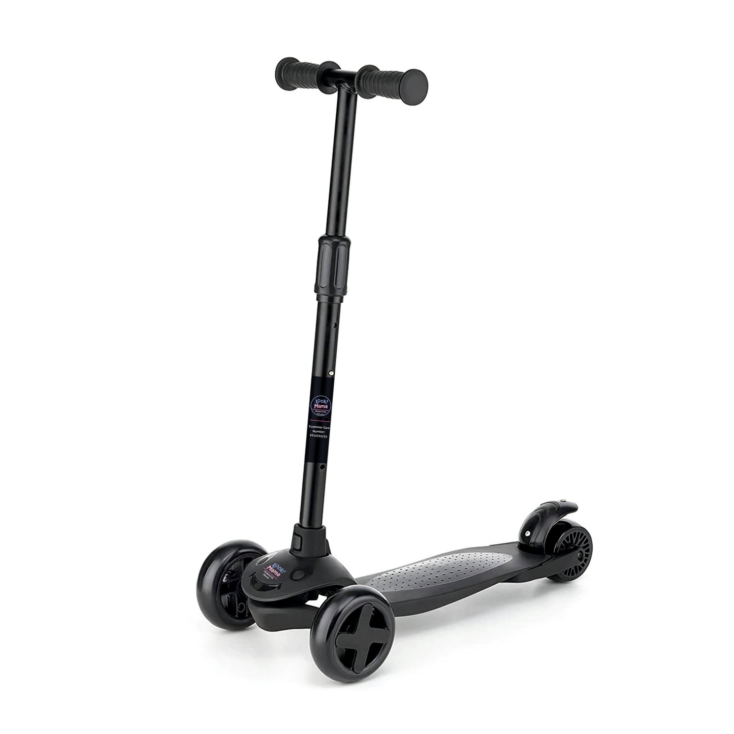 3-Wheel Road Runner Adjustable Height Handle Kick Scooter - Black