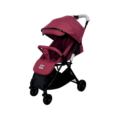 Foldable Baby Stroller Pram with Sun Canopy & PU Wheels - Red