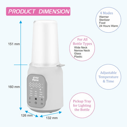 LOOK MAMA Baby Bottle Warmer for Babies Milk, Bottle Steriliser, 3-7 Mins Fast Warming, 24H Keep Warm and Food Heating. Adjustable Temperature and Time Control