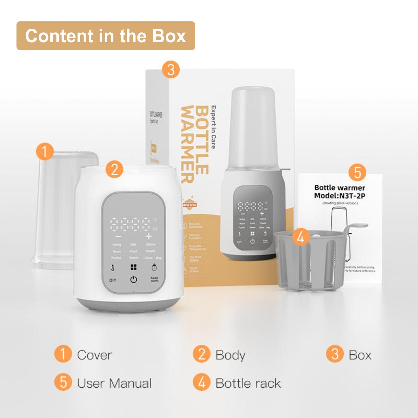 LOOK MAMA Baby Bottle Warmer for Babies Milk, Bottle Steriliser, 3-7 Mins Fast Warming, 24H Keep Warm and Food Heating. Adjustable Temperature and Time Control