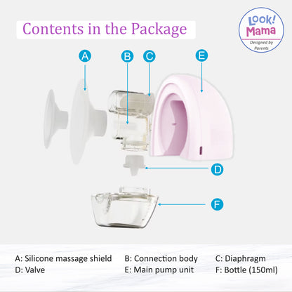 Look Mama Wearable Electric Breast Pump-hands free-with-3 modes,  Multiple flange sizes, Type C charging, 120ml milk Capacity