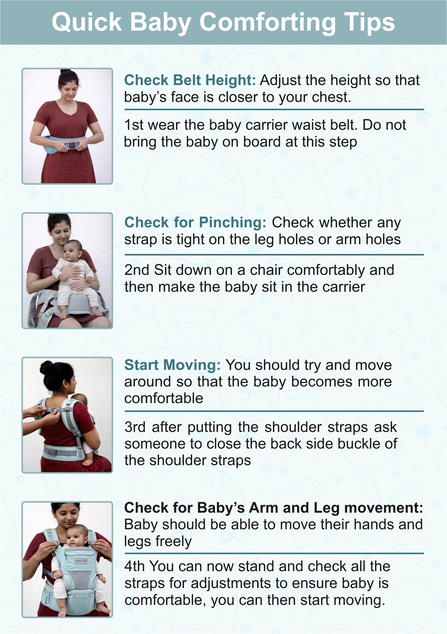 Baby Carrier with Detachable Hip Seat - Pink